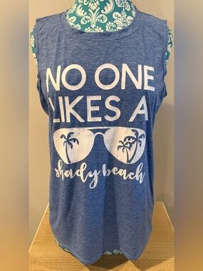 Blue Sleeveless Top ‘Nobody Likes a Shady Beach’
